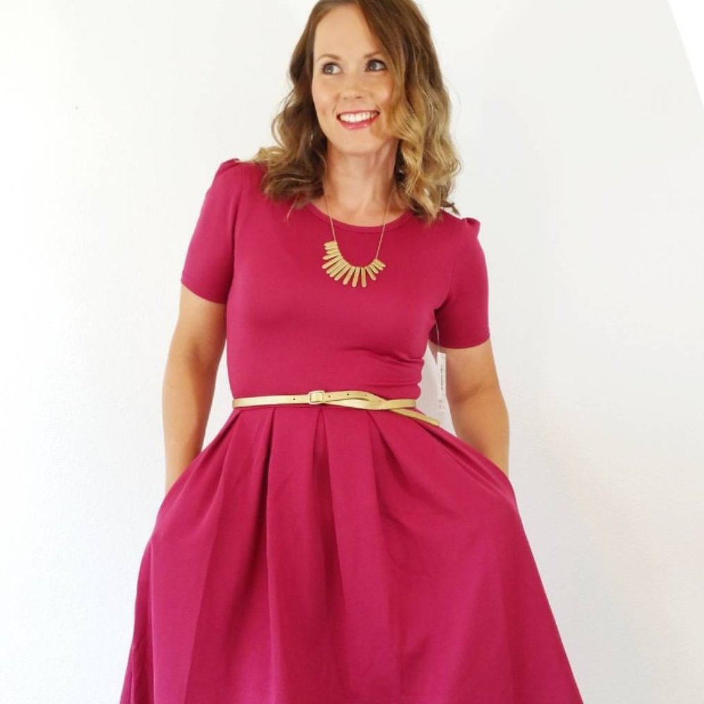 LuLaroe Amelia Pink Dress Pockets Size Small